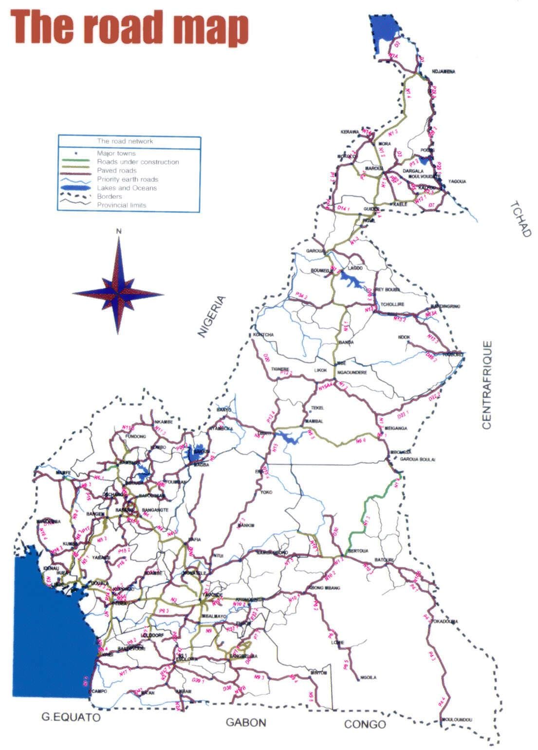Mapa de Camarões estrada