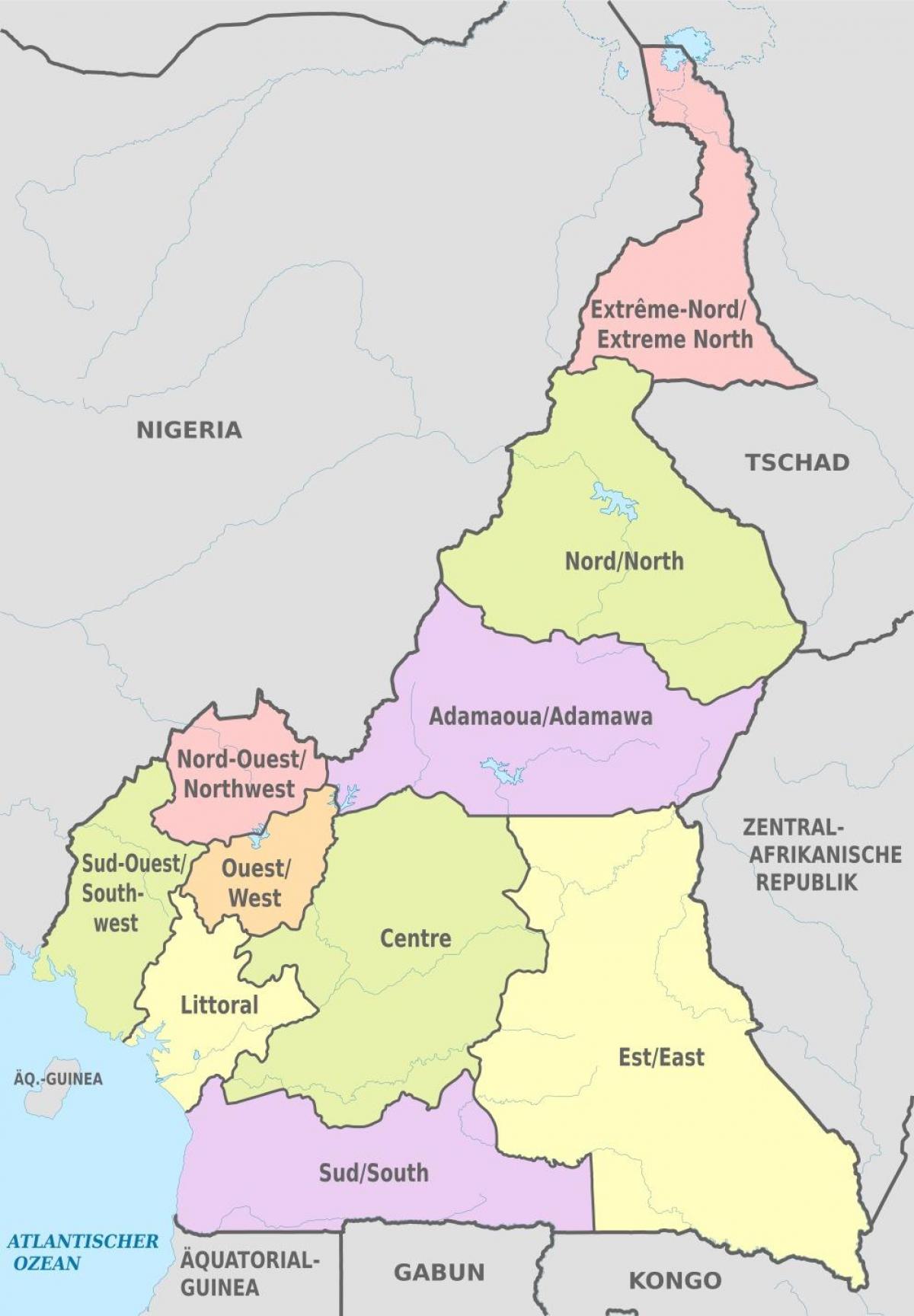 Mapa administrativo Camarões