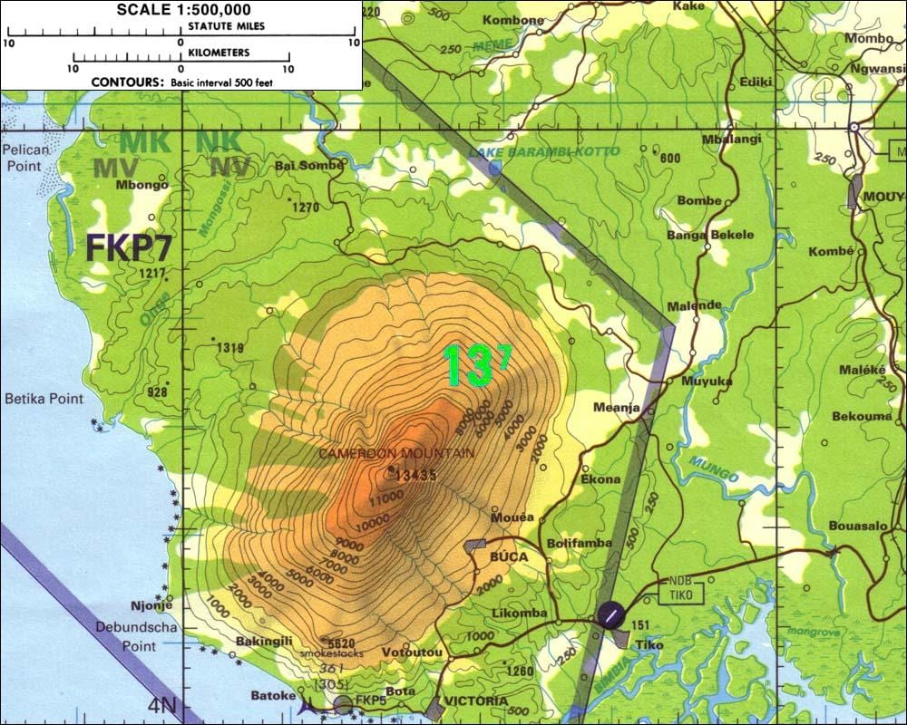 Camarões montanhas mapa