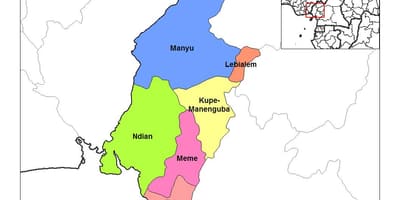 Mapa do sul da região oeste cameroo